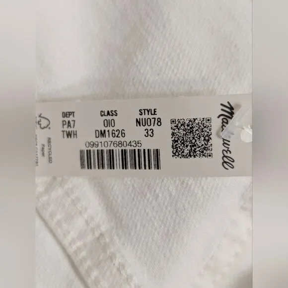 Madewell Curvy Perfect Vintage Wide Leg Crop Jeans W33 NWT Tile White NU078 - Picture 6 of 10